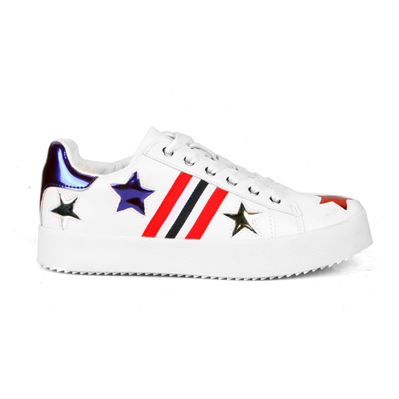 Stars and Stripes Women's Platform Sneakers - Picture 3 of 3